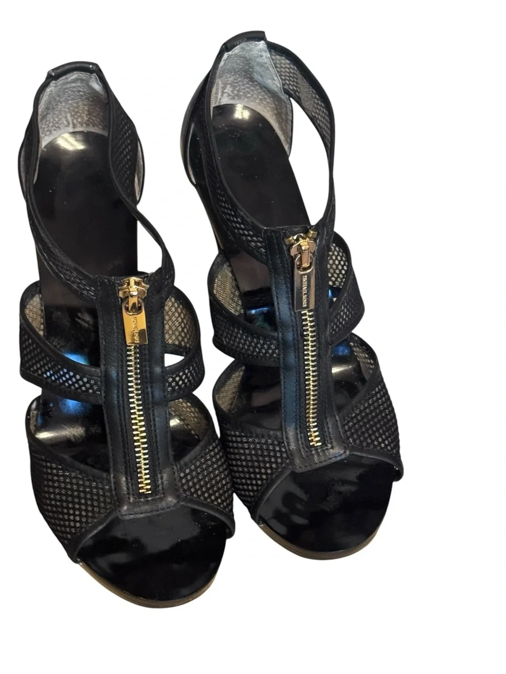 Michael Kors Black Berkley Strap Open Toe Heels